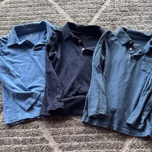 Crewcuts Boys' Navy and Blue Long Sleeve Polo Trio